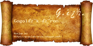 Gogolák Áron névjegykártya